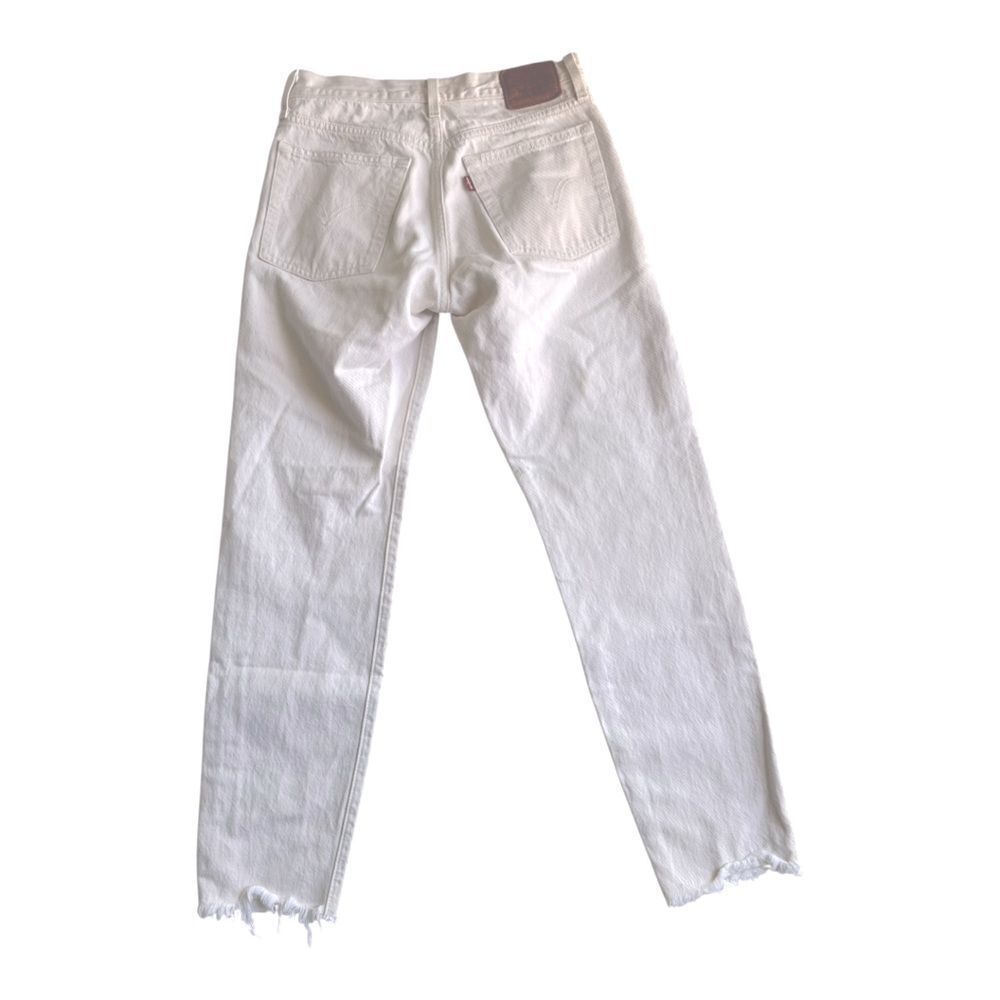 Levi’s Premium Wedgie Straight High Waist Raw Hem Eggshell White E Jeans sz 26